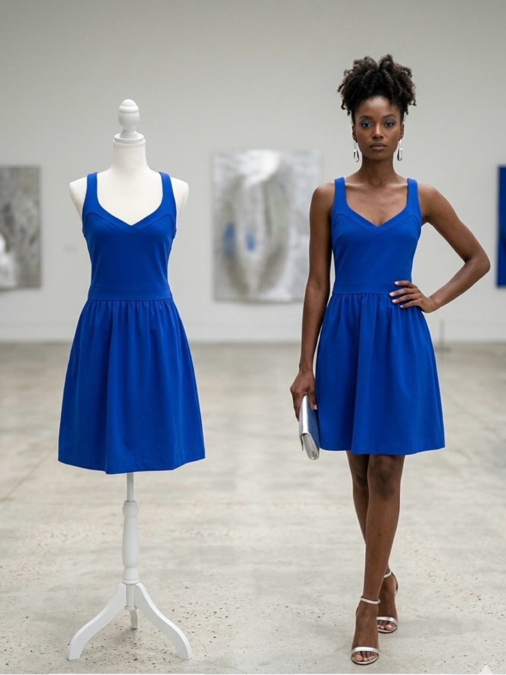 Cynthia Rowley Royal Blue Racerback Fit & Flare Mini Dress - SIze Small